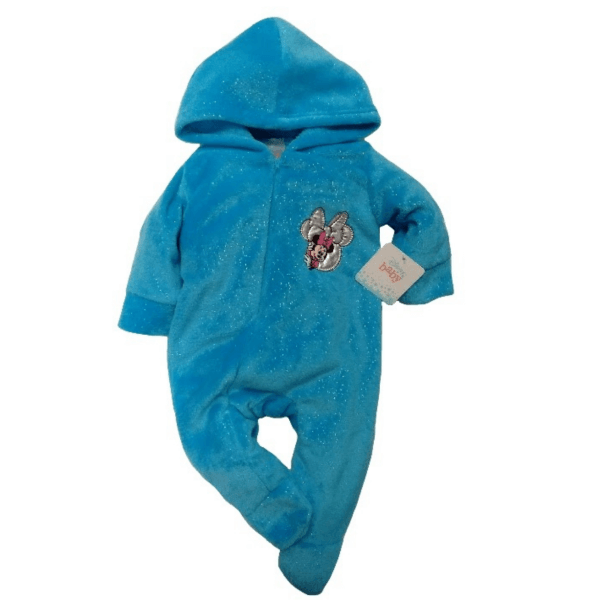 Foil Sparkles Embroidered Minnie Baby Blue Bodysuit